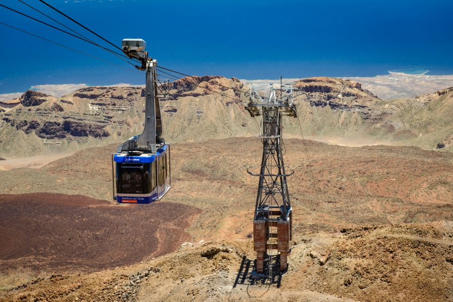 cable car going over mount teide